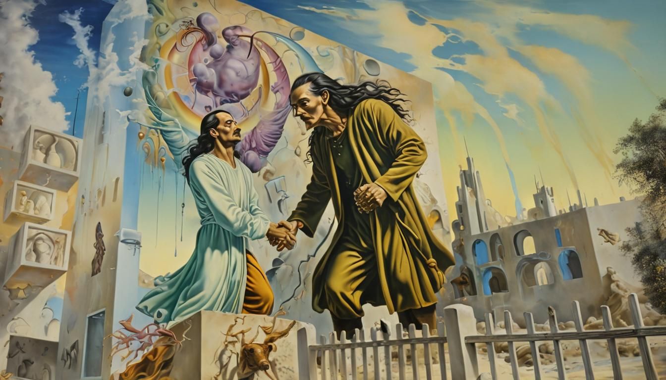 Gay Druid's Compassionate Healing: Surreal Oil Painting