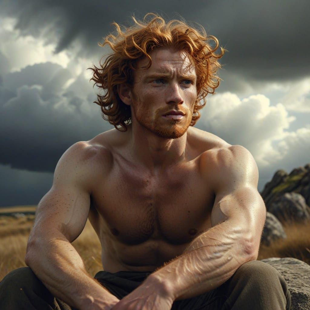 Dramatic Portrait of Scottish Man with Ginger Hair
