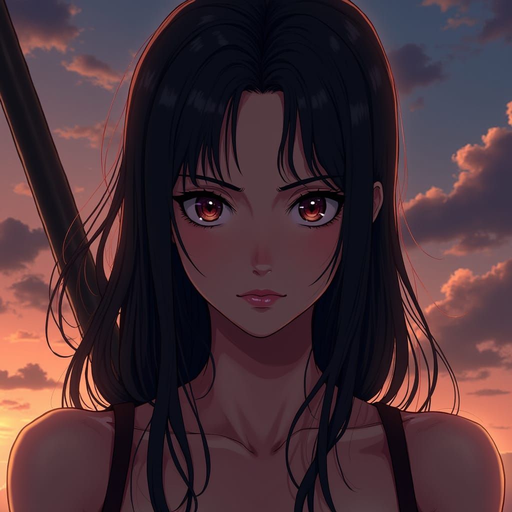 Serene Attack on Titan Heroine in Cinematic Manga Style