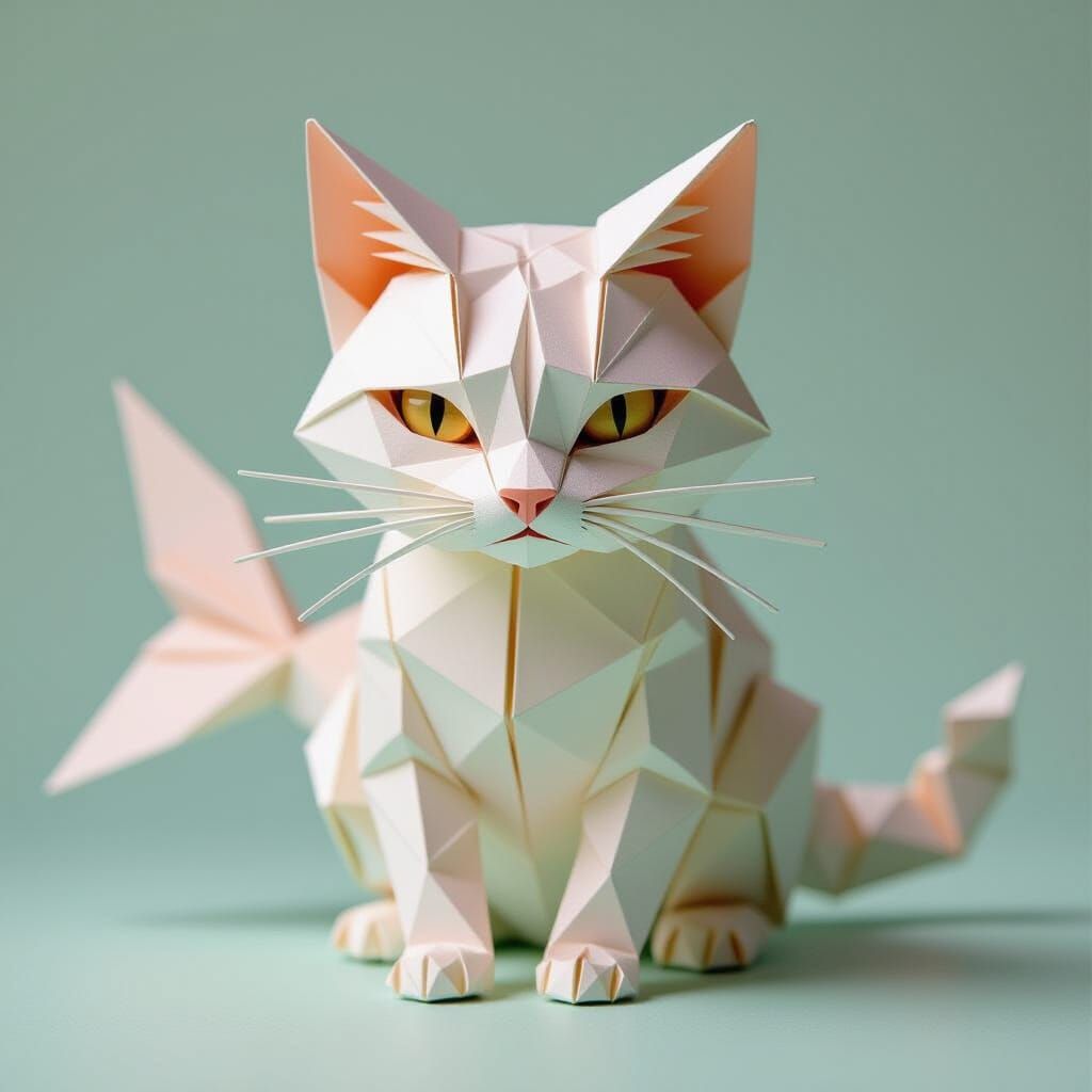 Origami Catfish Hybrid Creature in Ethereal Lighting
