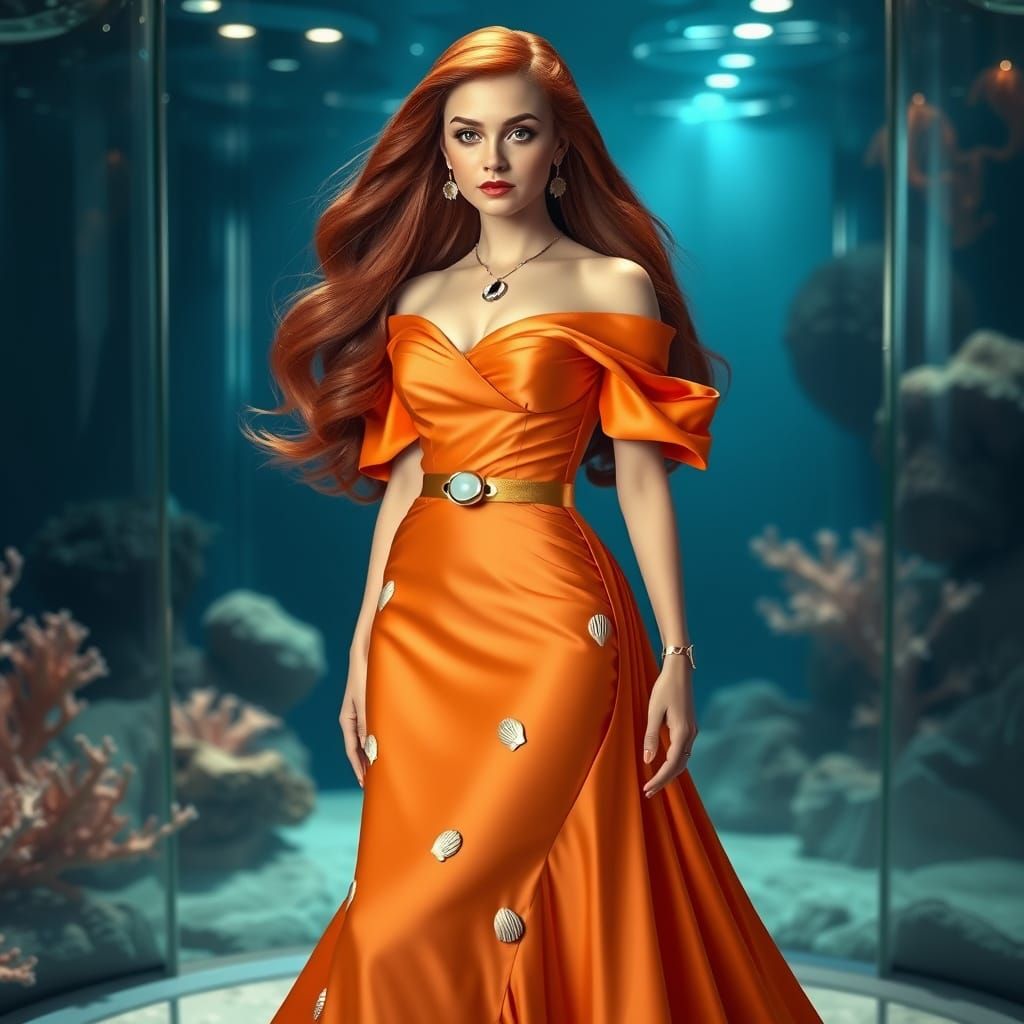 Elegant Ariel: Luxurious Underwater Goddess in Haute Couture