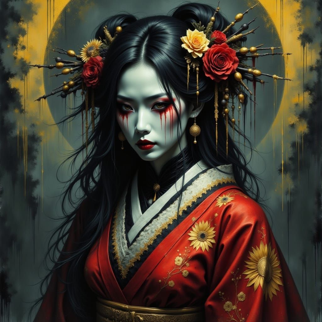 Ethereal Geisha in Violent Violet Haze
