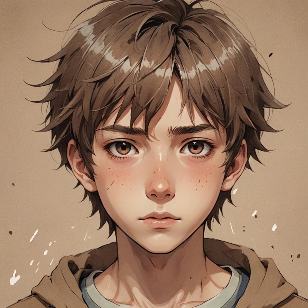 Moody Anime Portrait of a Boy in Pastel Colors