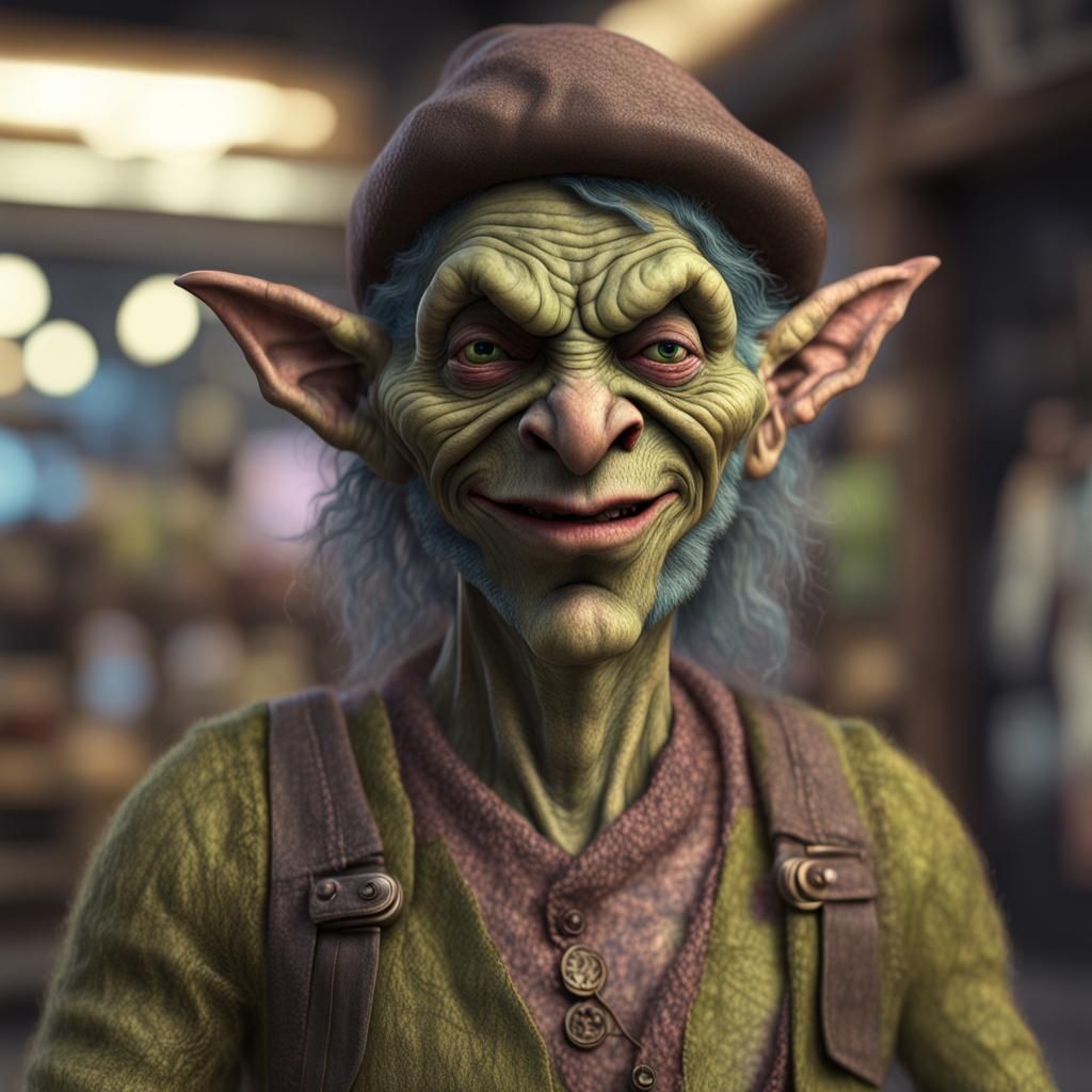 Ugly Goblin Man in Hippy Outfit, Hyperrealistic