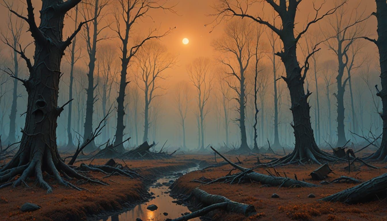 Forgotten Battlefield Surrealism in Cyberpunk Style