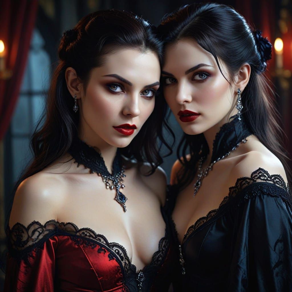 Stunning Vampire Women in Hyperrealistic Photo