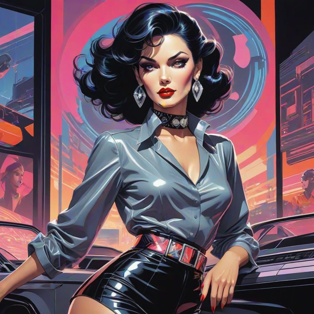 Androgynous Disco Dancer in Cyberpunk Style