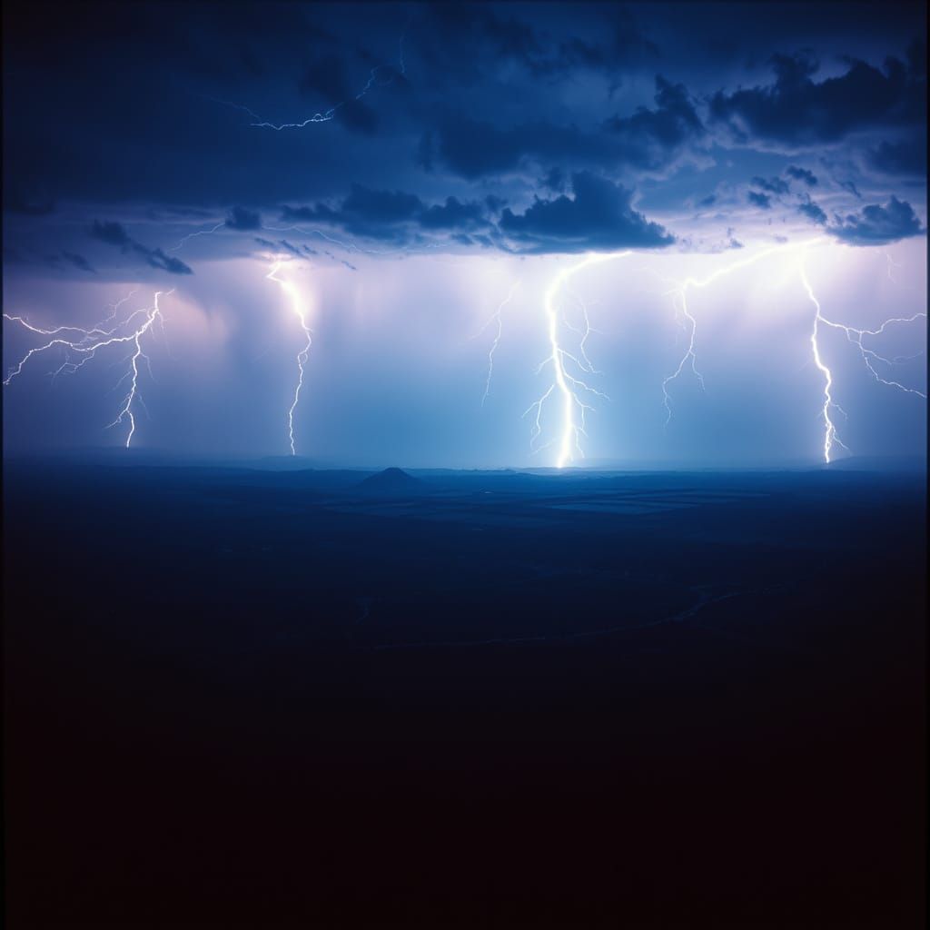 Cosmic Tempest Unfolds Across a Darkened Landscape