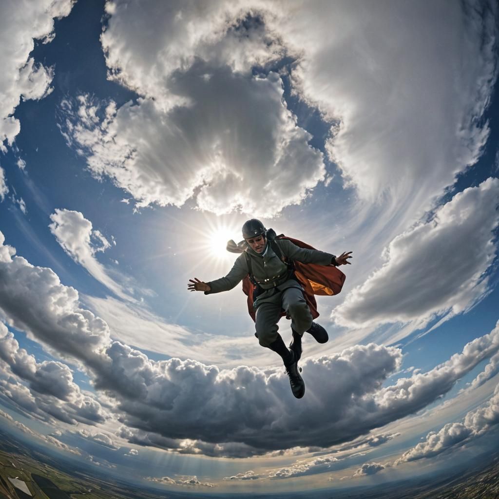Sherlock Holmes Skydiving: Surreal Action Photography