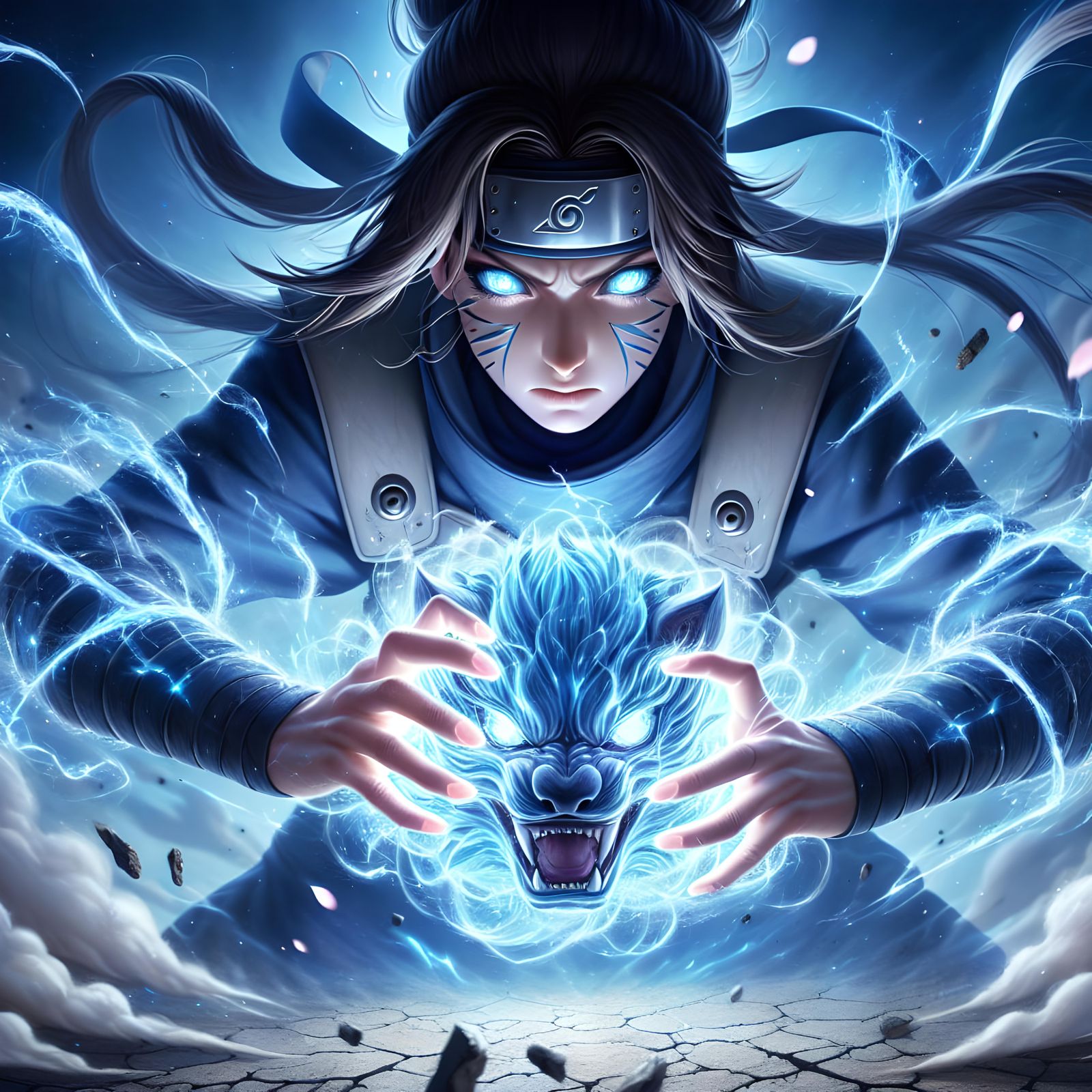 Hinata Hyuga, her Byakugan activated with veins pulsating ar...