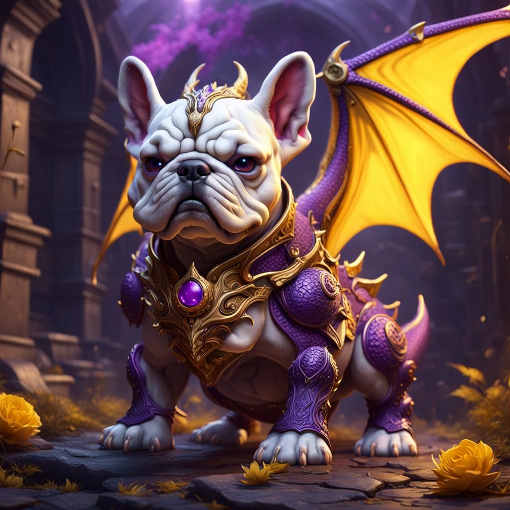 Baby Bulldog Dragons in Dark Fantasy Style