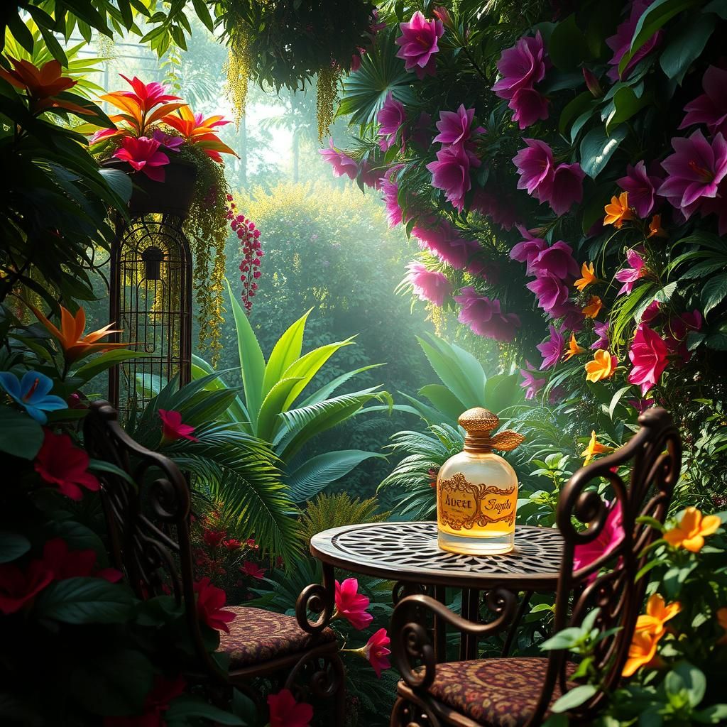 Overgrown Victorian Garden Oasis in Film Noir Style