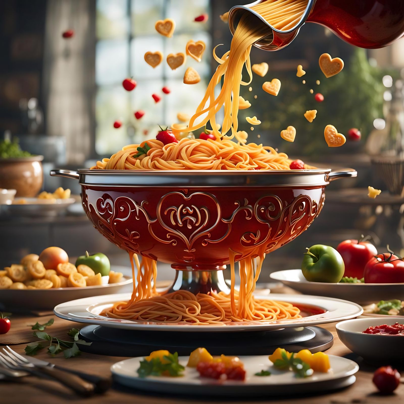 Delicious Pasta Heart in Photorealistic Style