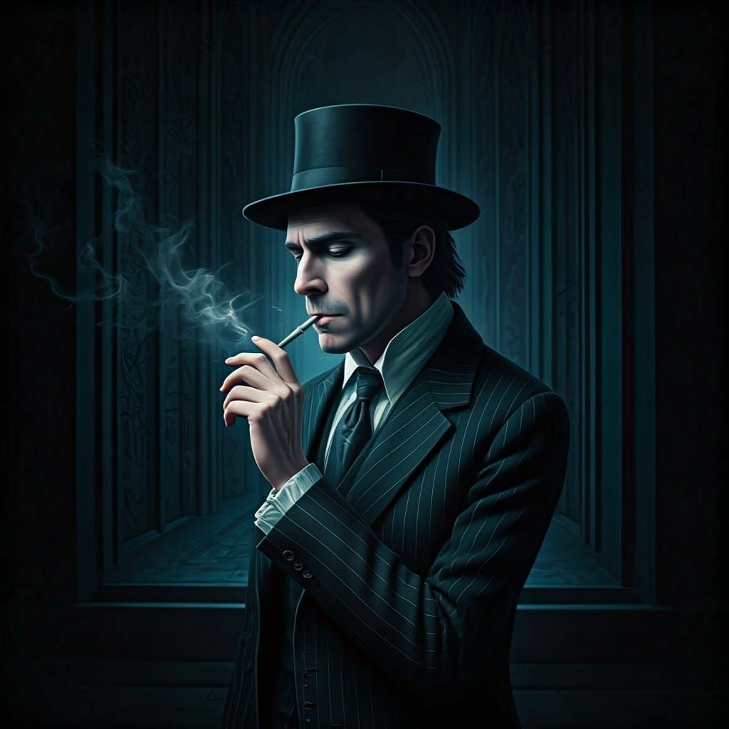 Spy Smoking: Trompe-l'oeil Chiaroscuro Art