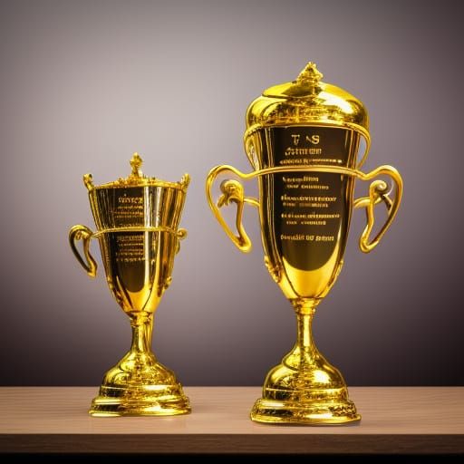 Gold, Silver, and Bronze Trophies in Photo