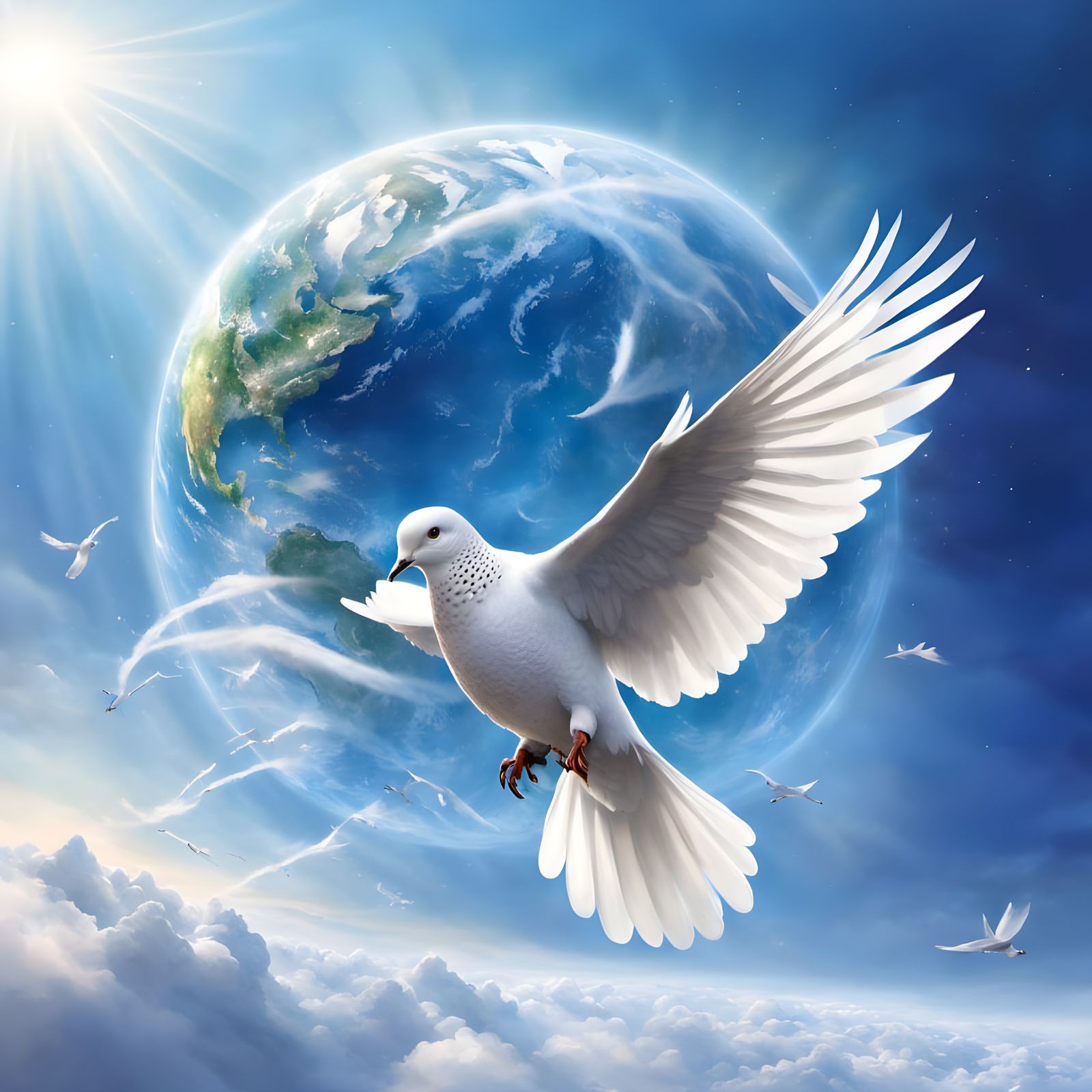 Ethereal Dove Soars Over a Serene Earth in Hyperdetailed Fan...