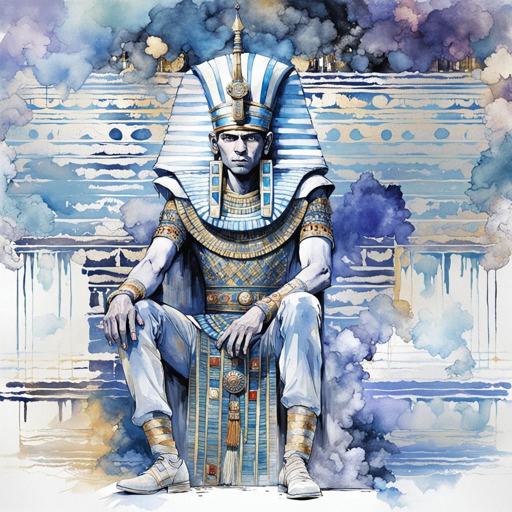 Egyptian Pharaoh Warrior in Modern Attire