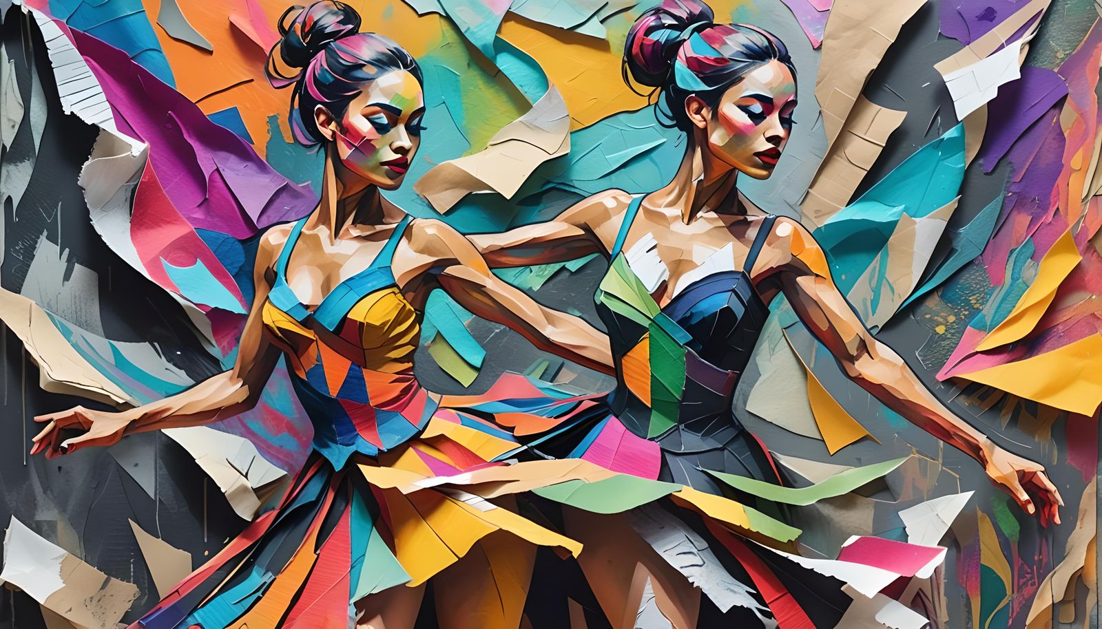 Bold Fauvist Dancer in Torn Cloth Portrait