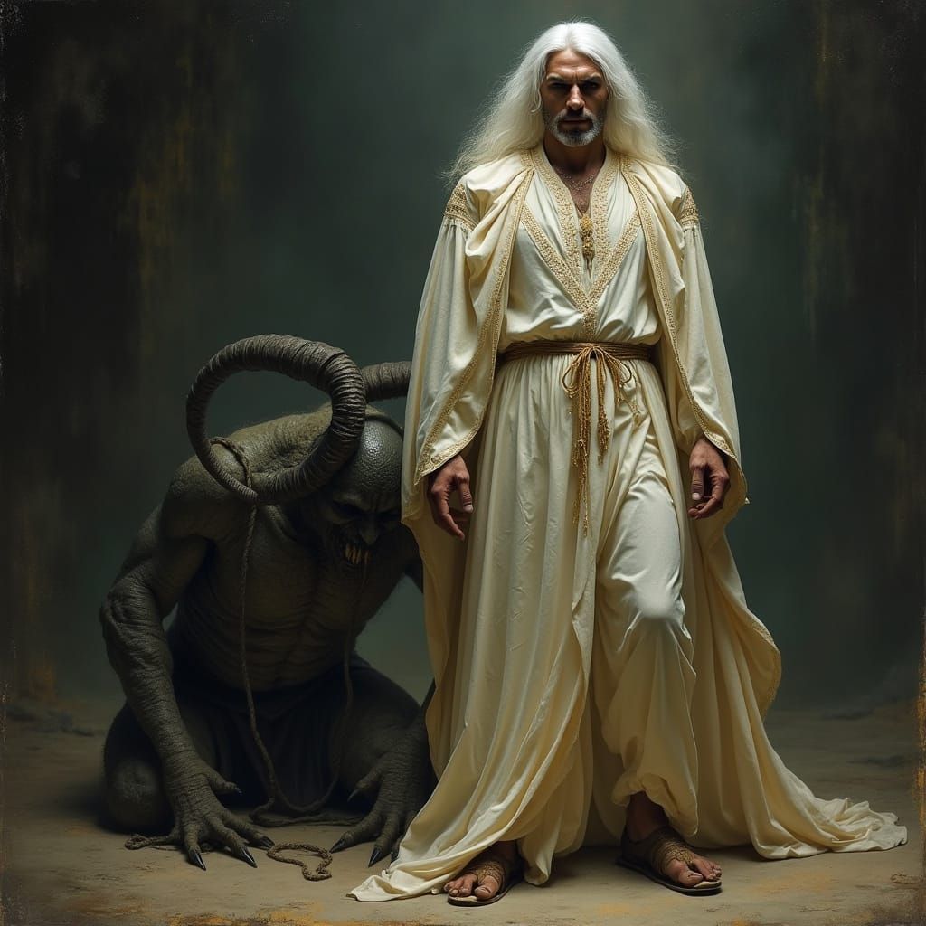 Divine Authority Confronts Dark Shadows in a Gothic Mystical...