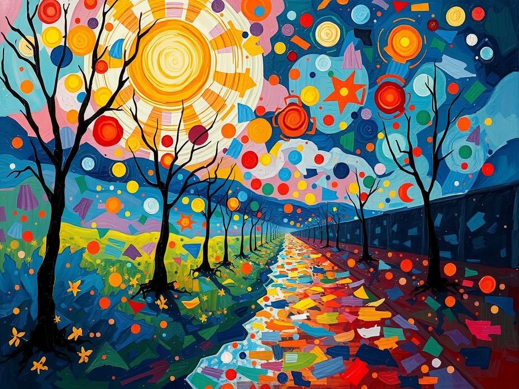 Colorful Landscape in Neo-Impressionist Style