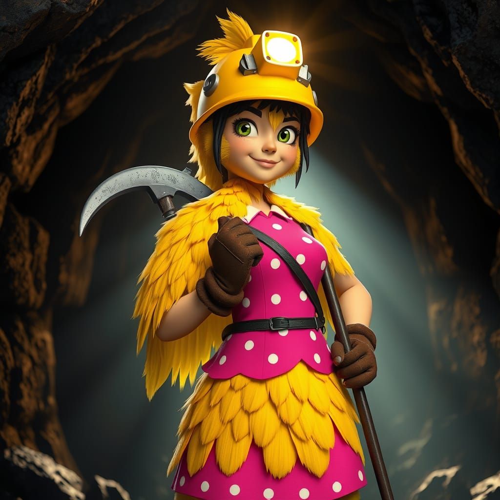 Vibrant Coal Miner Woman in Cinematic Setting
