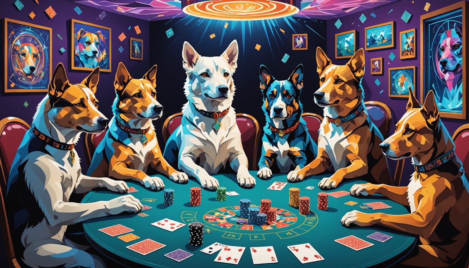 Surreal Cubist Dogs Play Poker in Abstract Expressionism