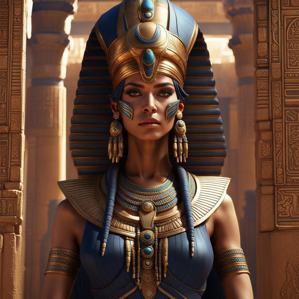 Egyptian Temple: Isis Goddess in Detailed Matte Painting