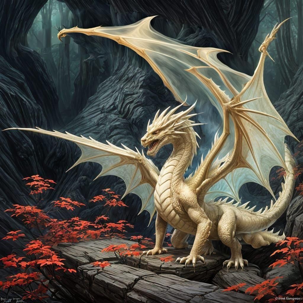 Dragon with Translucent Wings on Guard