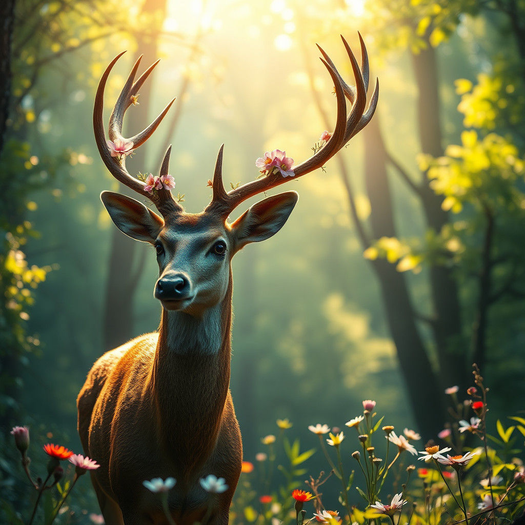 Enchanted Deer in Mystical Forest Concept Art