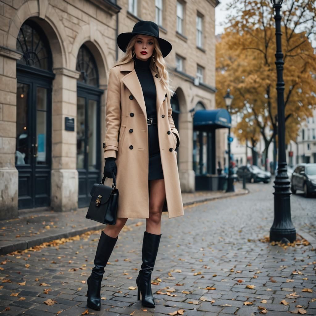 Blonde Woman in Hat and High Heels, 3D Render