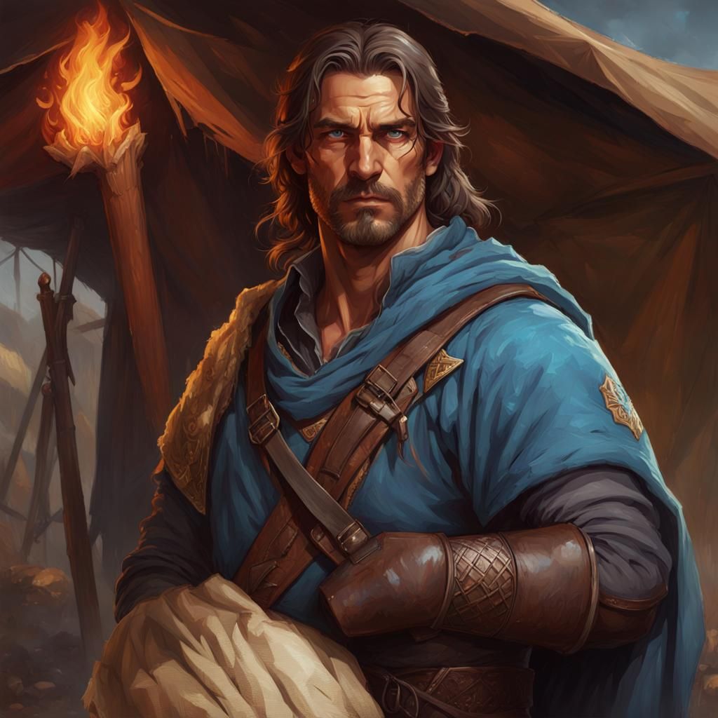 Fantasy Mercenary Portrait in Digital Art Style