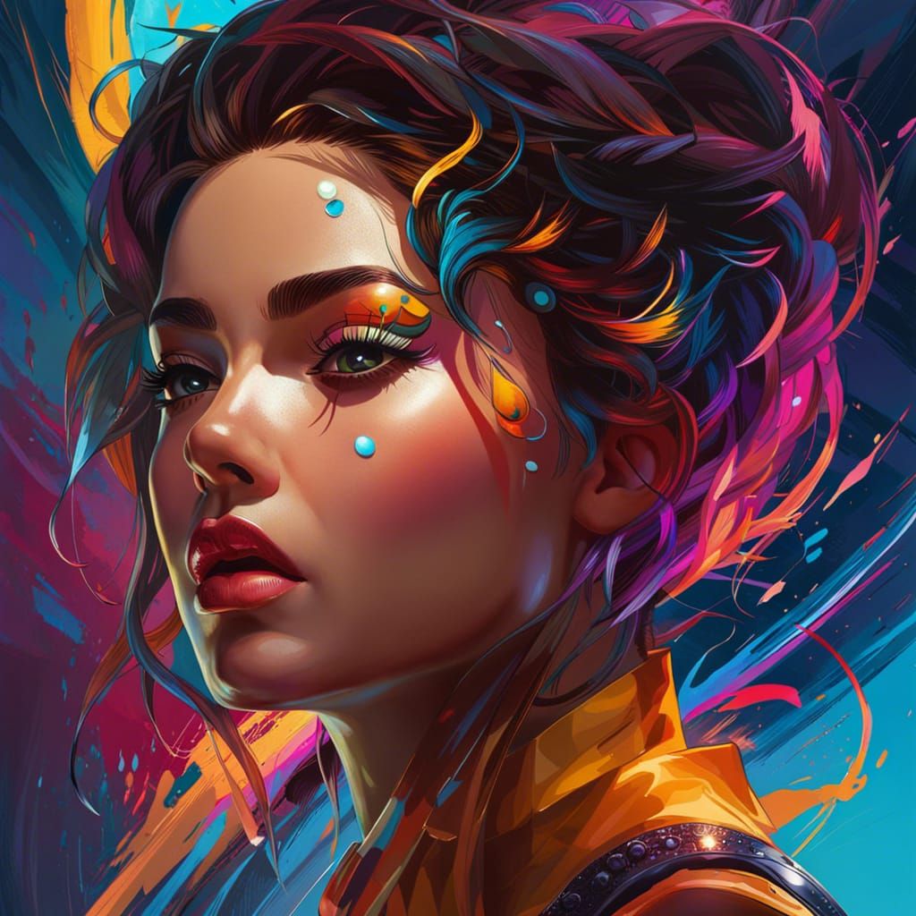 Hyperrealistic Face with Dramatic Lighting and Color