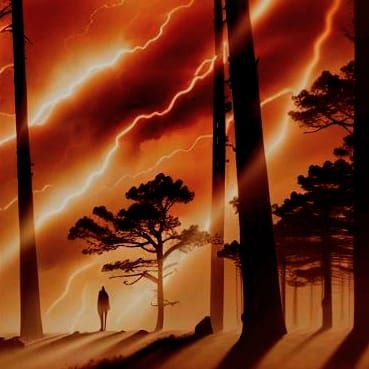 Stormy Landscape Film Still in Noir Style