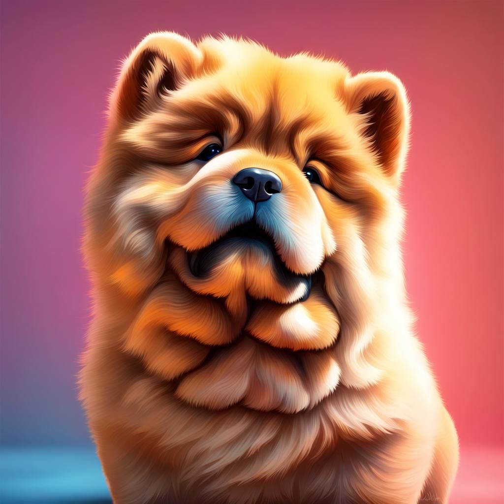 Hyperrealistic Chow Chow Puppy Splash Art