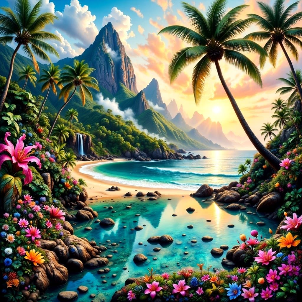 Surreal Tropical Paradise Unveiled in Hyperrealistic Art