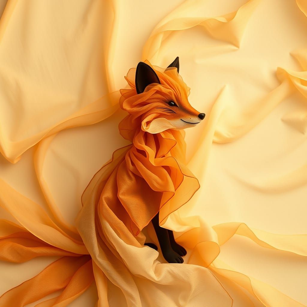 Ethereal Chiffon Fox Silhouette