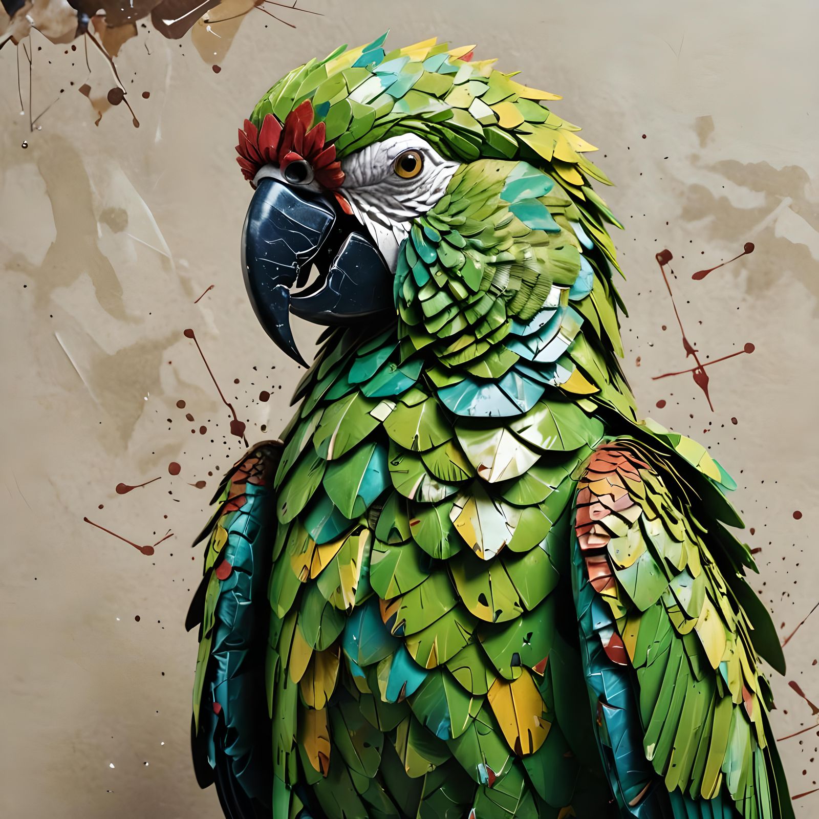 Photorealistic Origami Parrot in Vibrant 3D