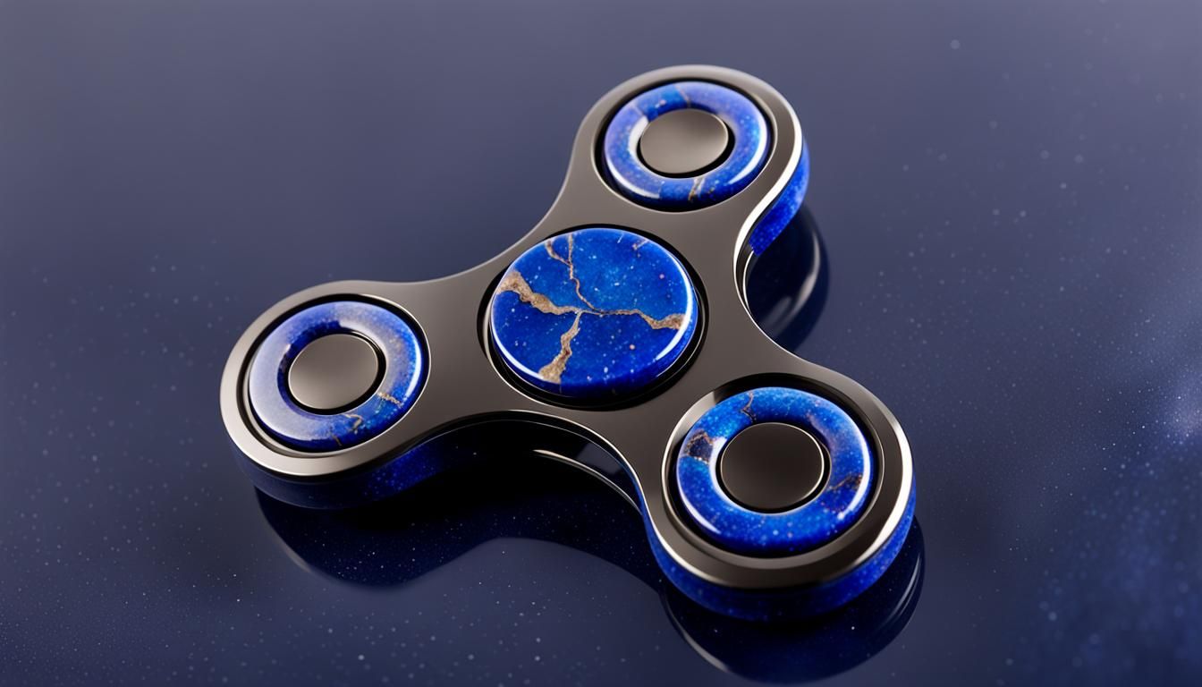Lapis Lazuli Fidget Spinner on Obsidian