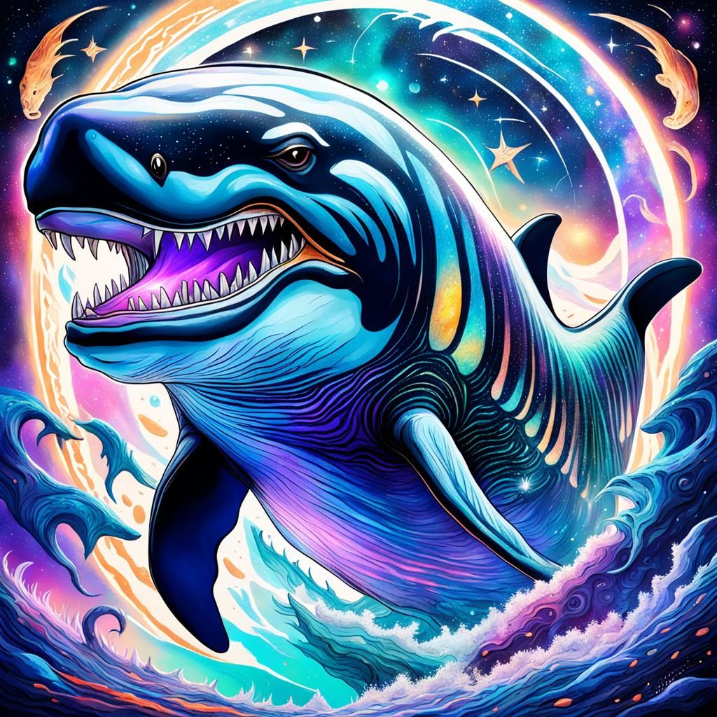 Leviathan Orca Sea Monster in Celestial Cosmos