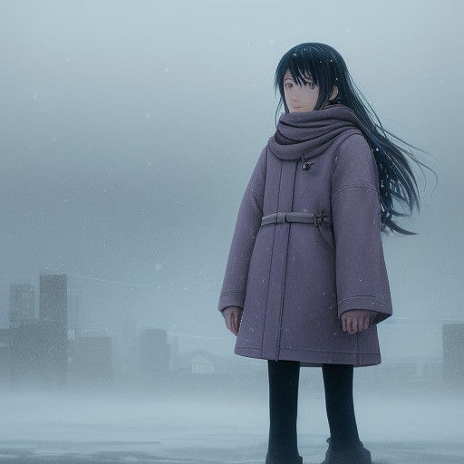Winter Waifu Stands Tall in Desolate Snowy Wasteland