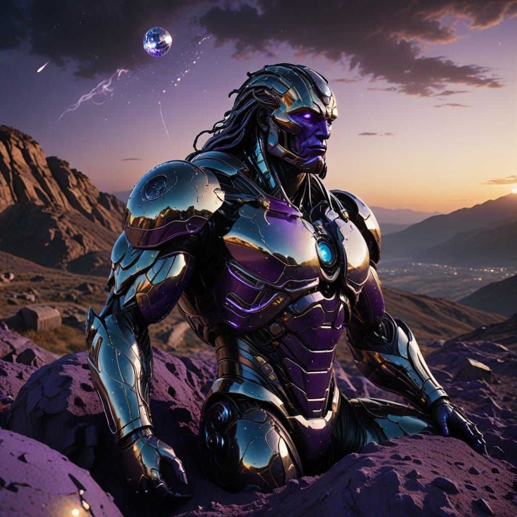 Quartz Titan Statue with Bioluminescent Tears in Futuristic ...