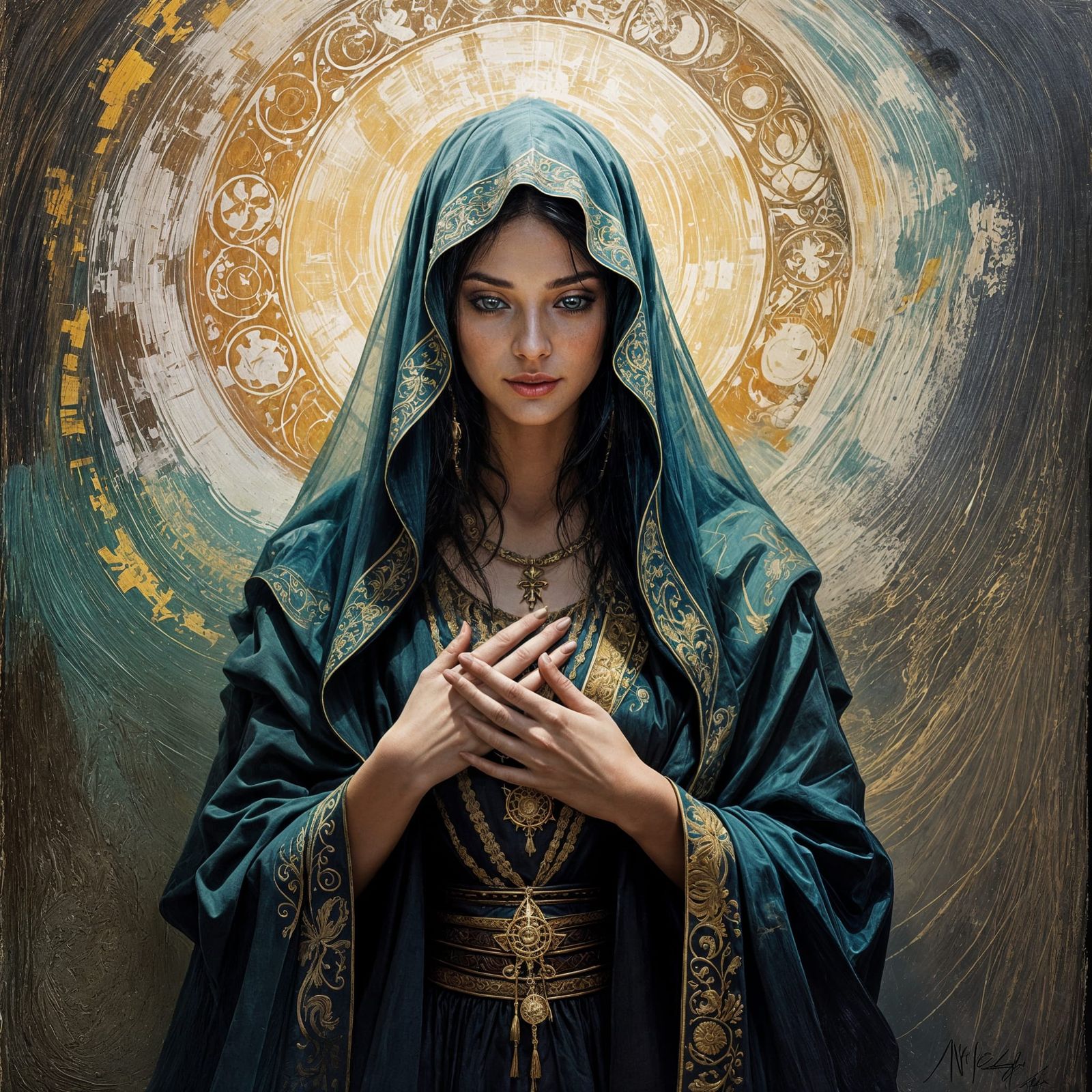 High Priestess Reimagined as Impasto Painting