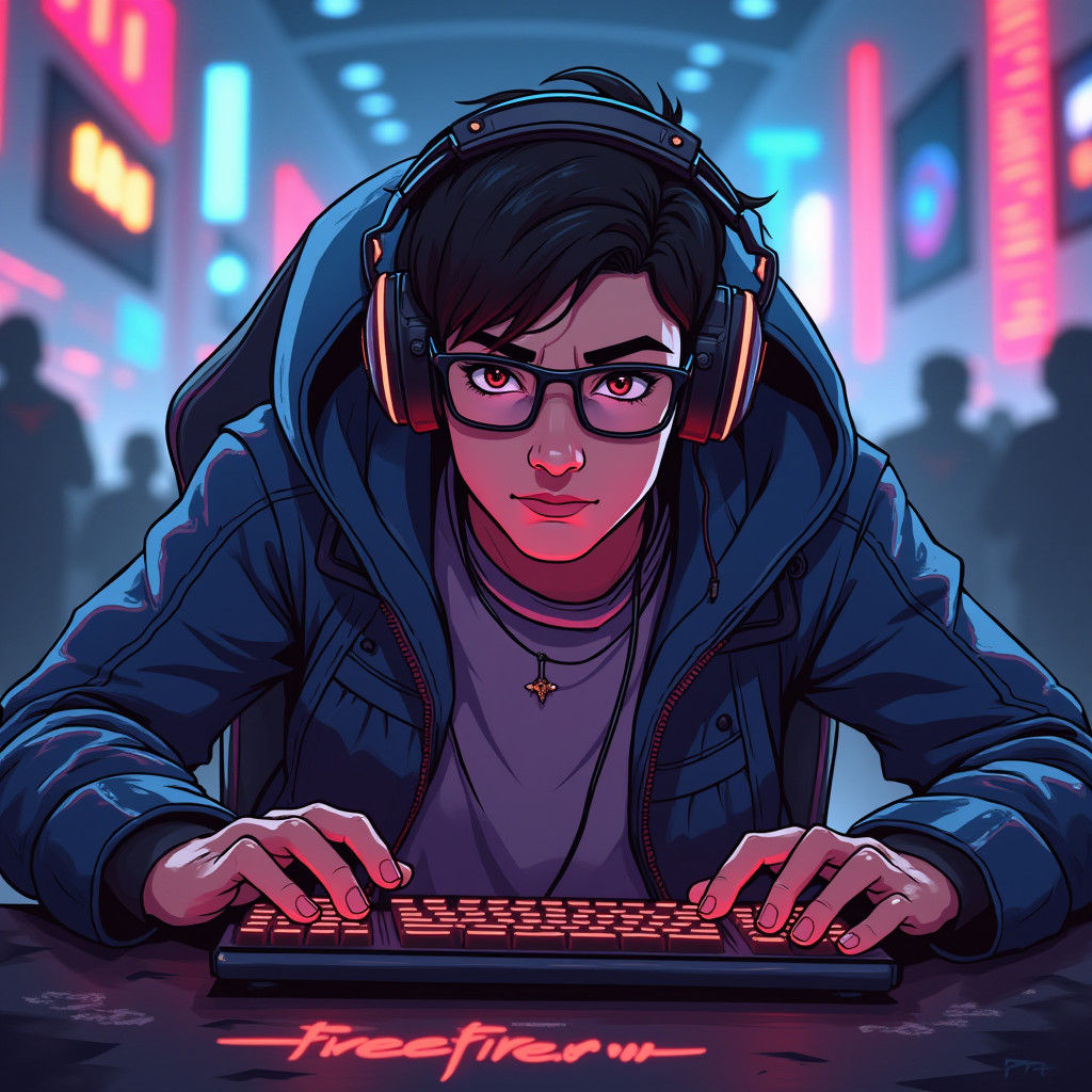 Master of Freefire: Cyberpunk Gaming Illustration
