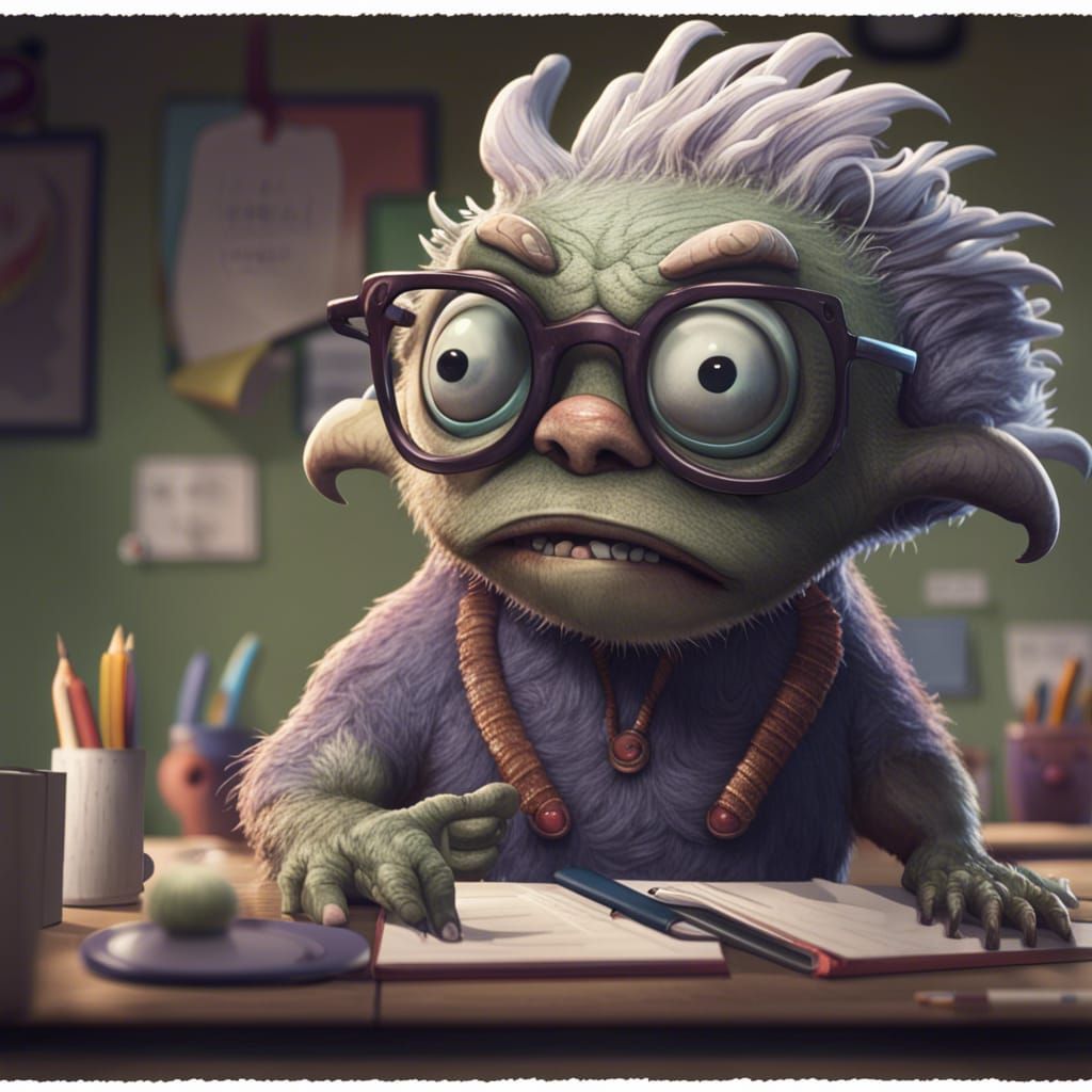 Supercute Monster Attends Monster School, Detailed Art