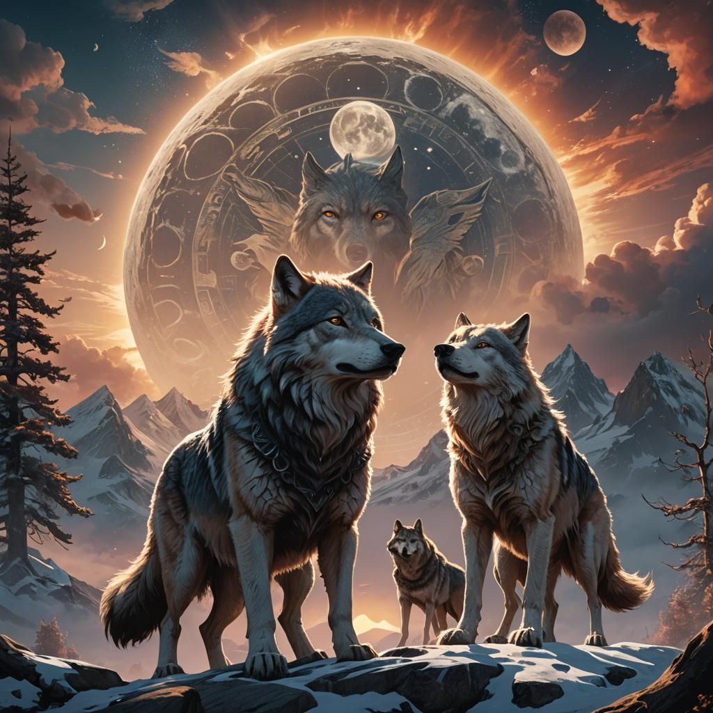 Skoll and Hati: Norse Mythology Concept Art
