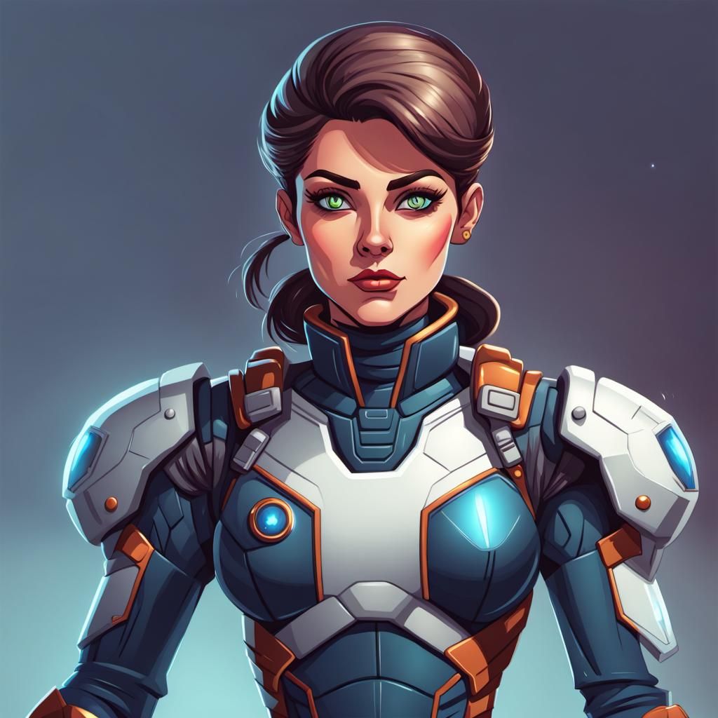Cartoon Sci-Fi Female Captain Illustration