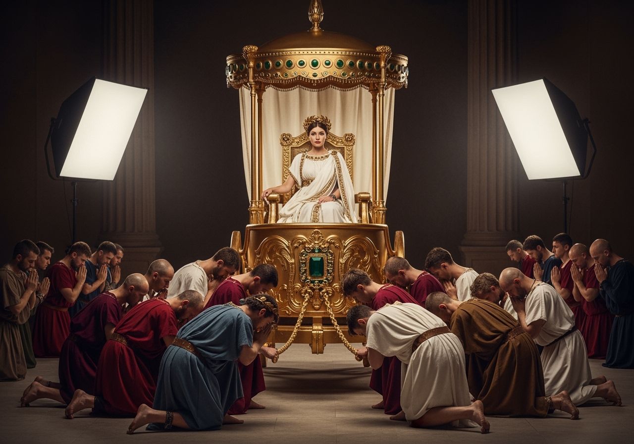 Roman Empress on a Gold Chariot Throne