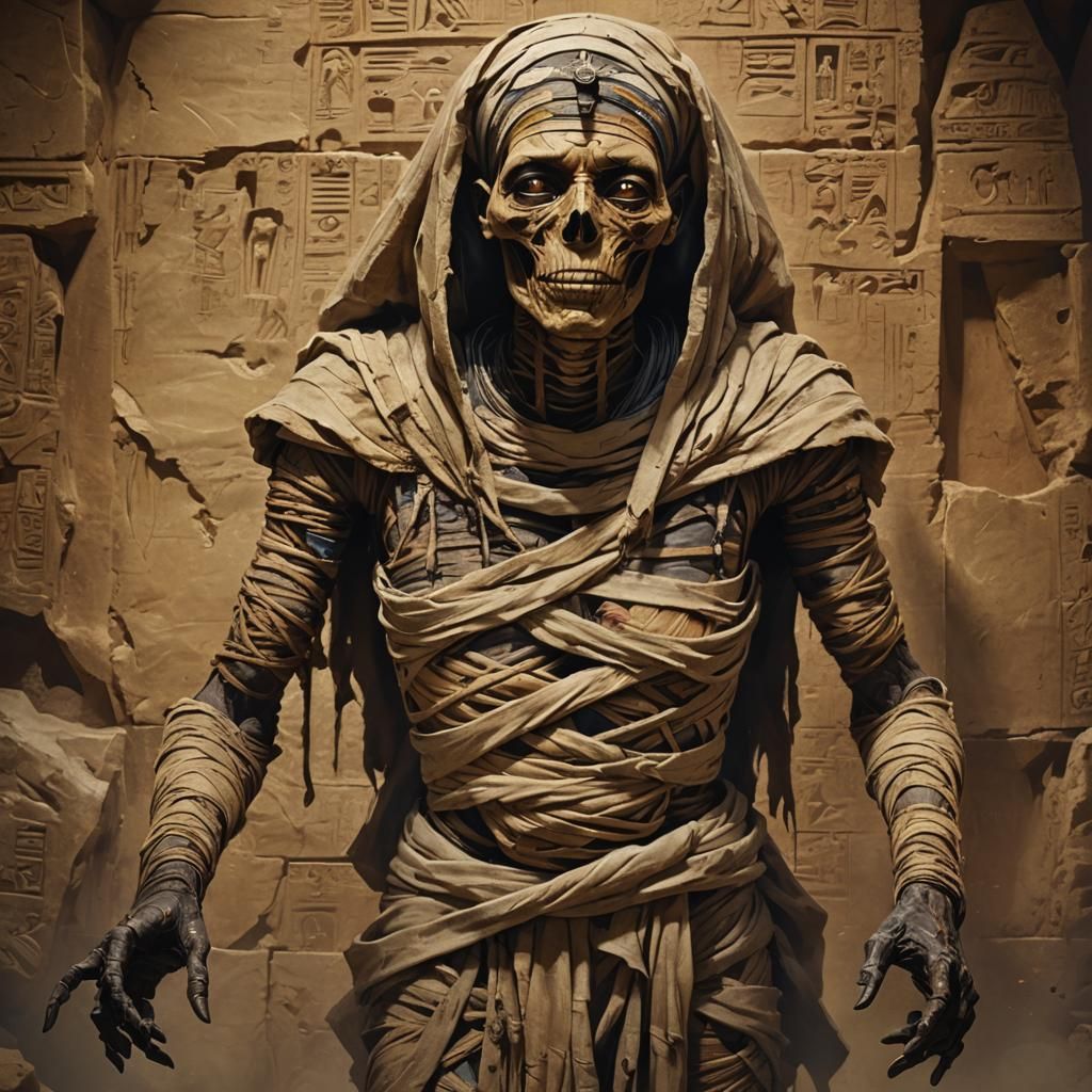 Intricate Mummy in Ancient Tomb, Hyperdetailed Art