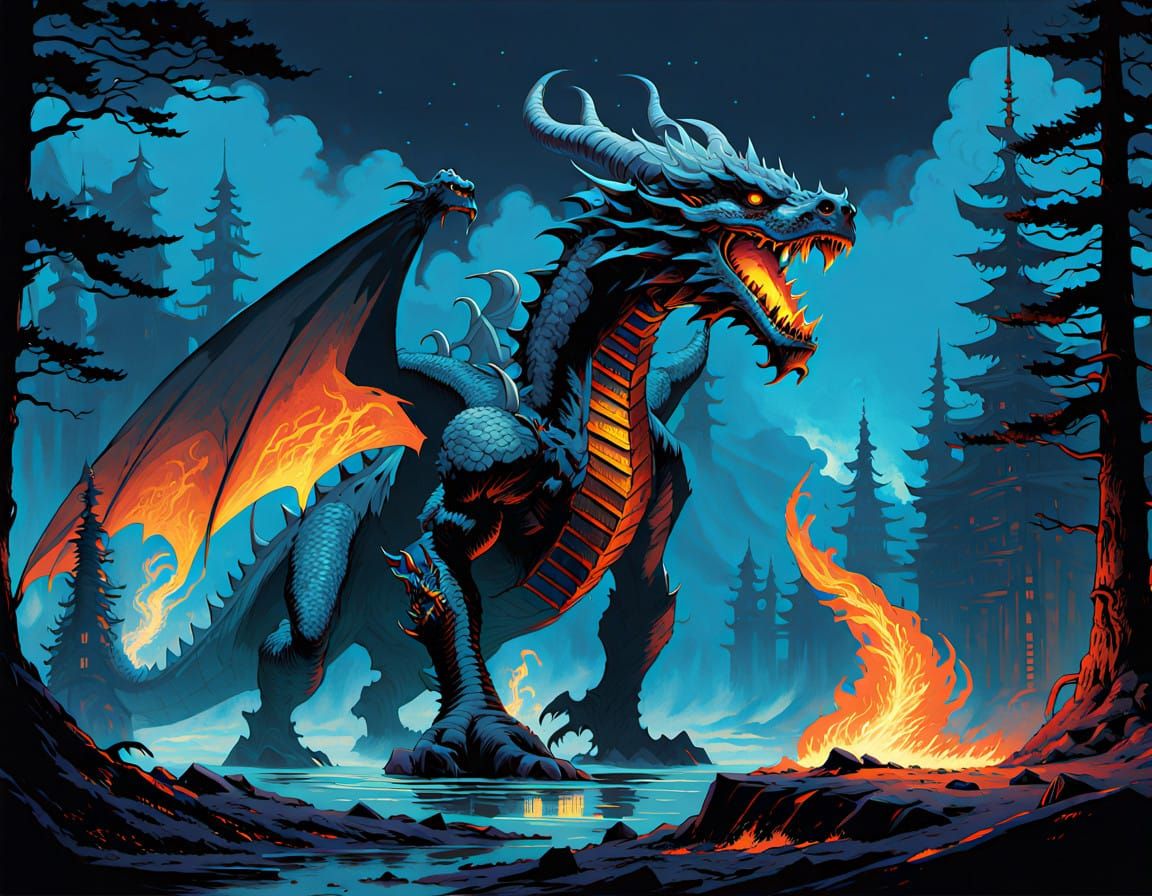 Regal Dragon Unleashes Scorching Flames on Wizard in Epic Fa...