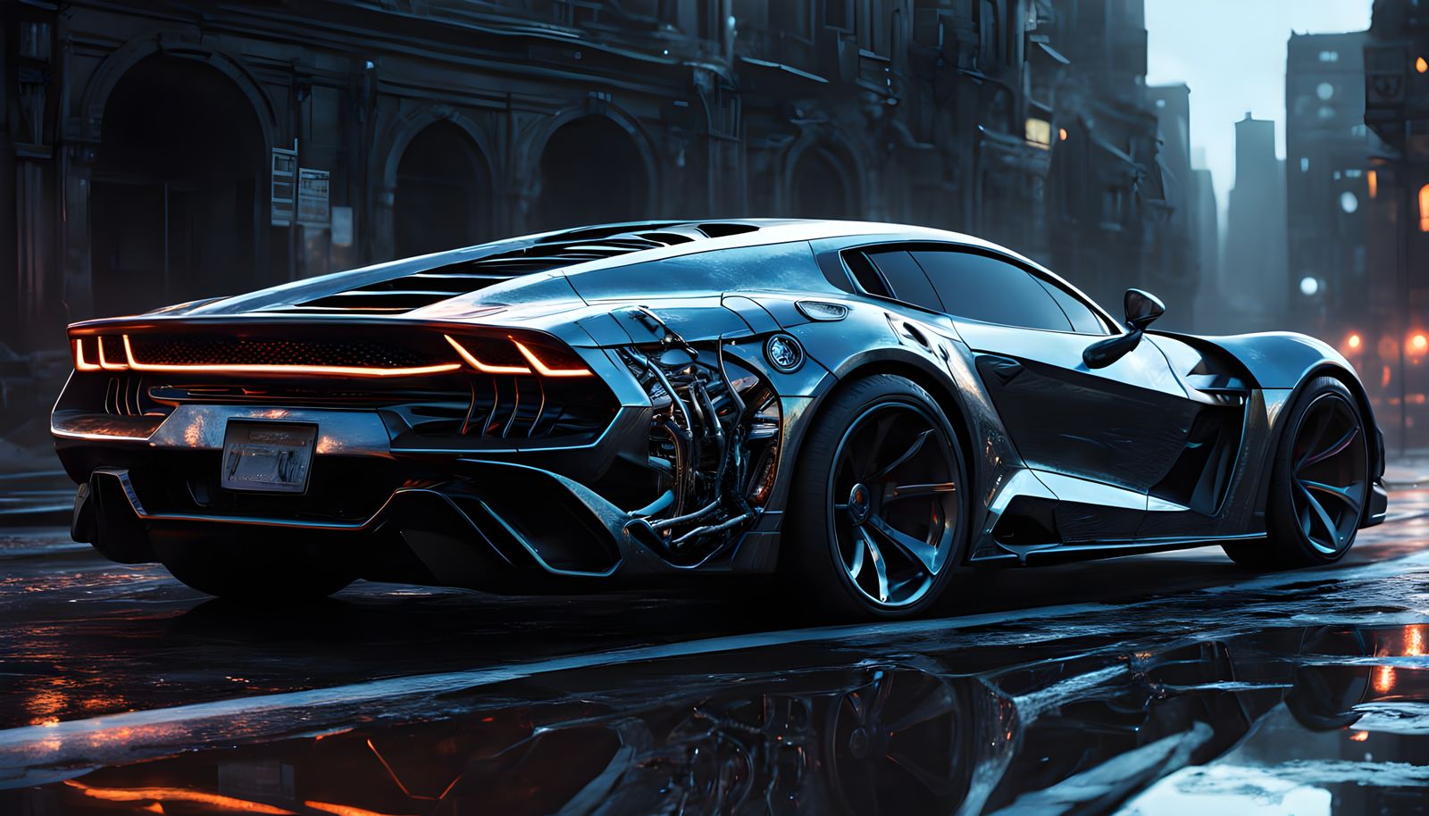 Xenomorph Super Car in Cosmic Gothic Landscape